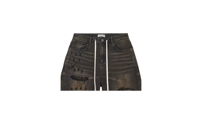 DIV Studded Combo Denim Shorts "Faded Dark Wash"