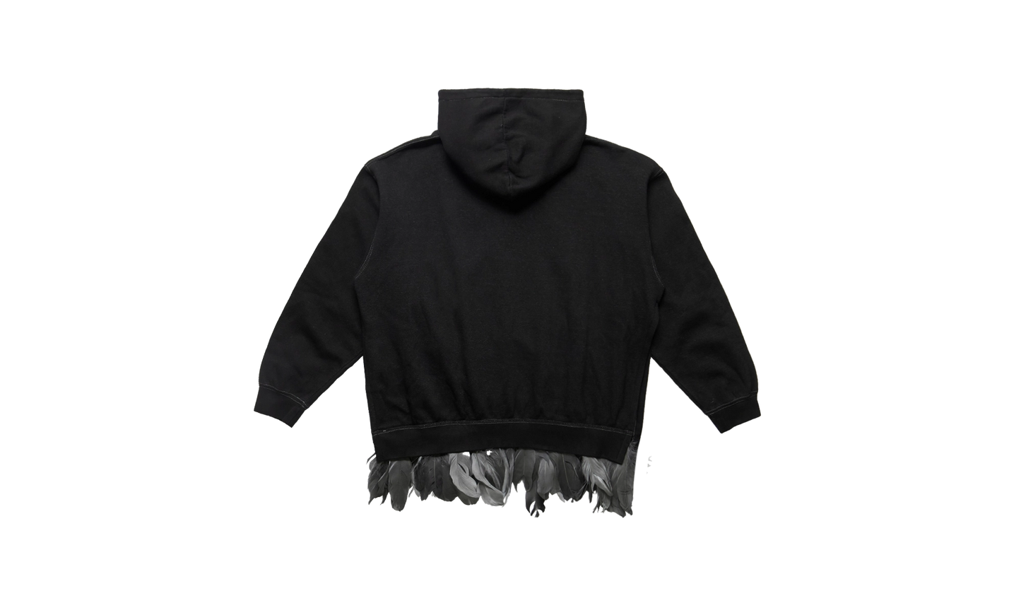 Feather Trim Hoody "Black"