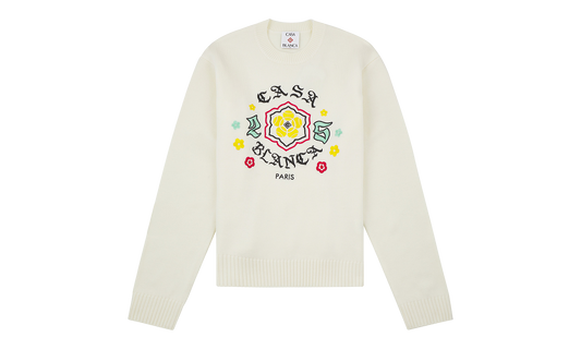 Emblem Merino Knit Sweater "White"