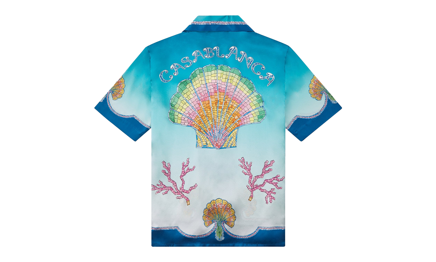 Coquillage Colore Silk Shirt "Blue"