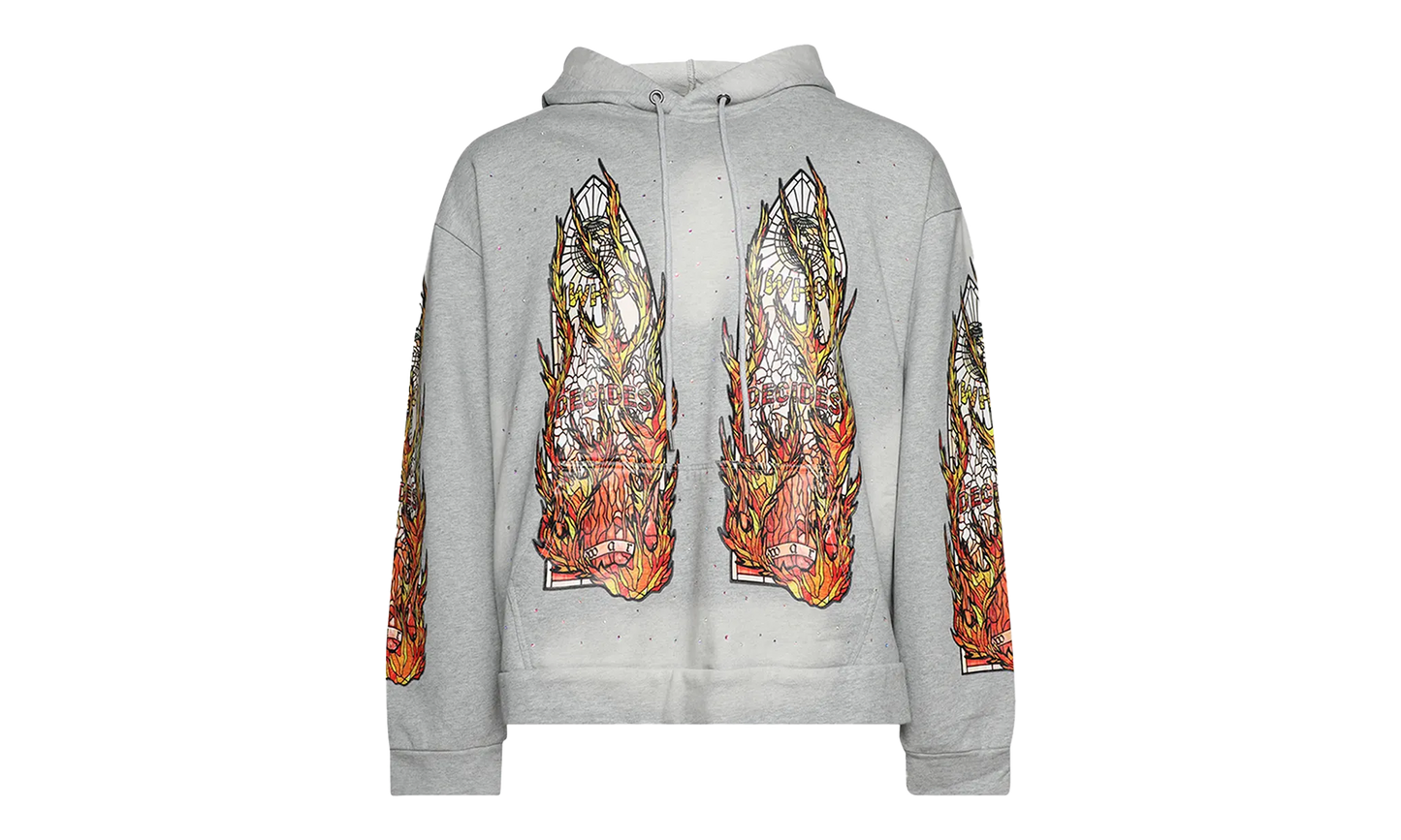 Flames Glass Hoodie "Vintage Grey"