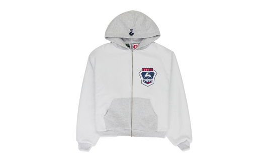 DOUBLE LAYERED HOODIE "MURD333R.FM - Grey"