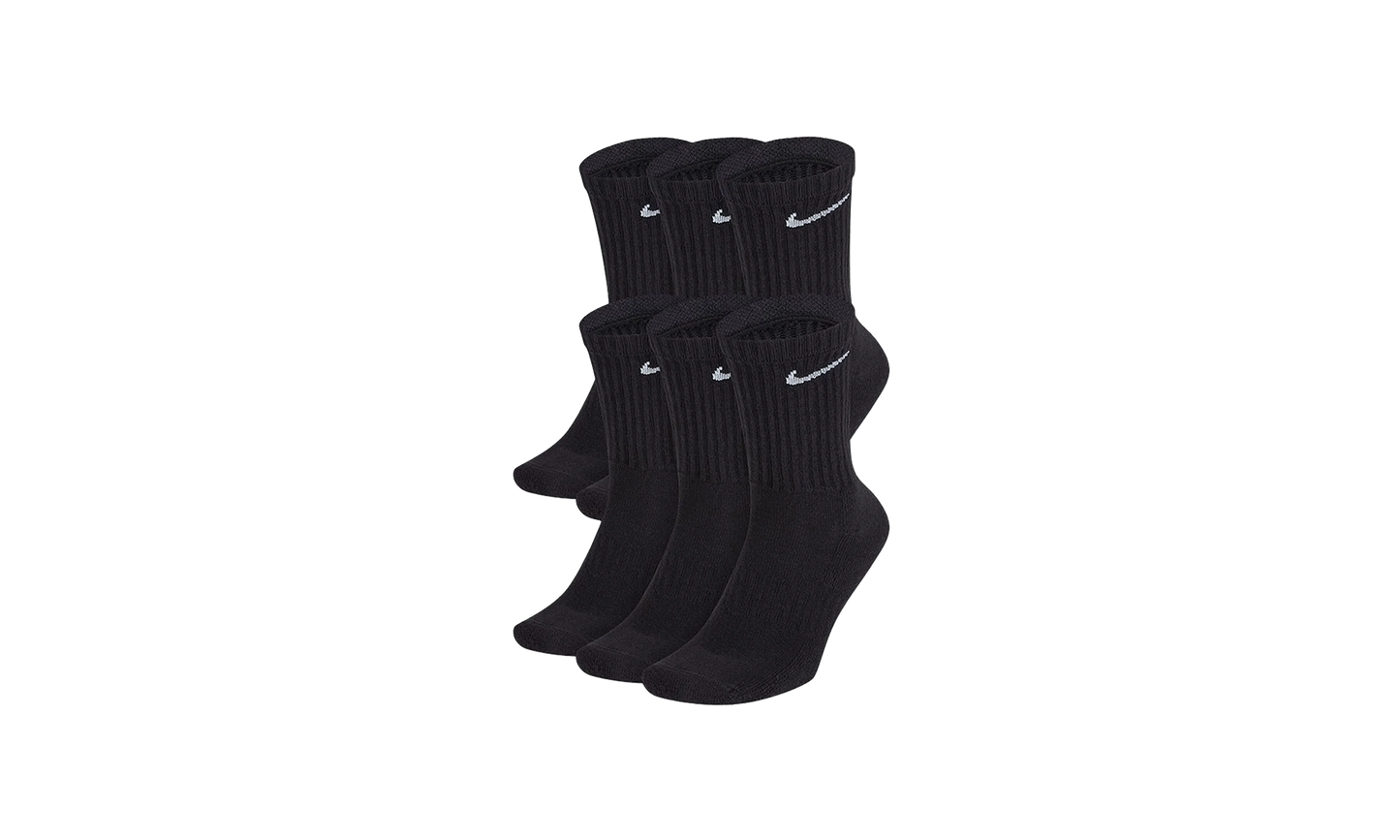 EVERYDAY CUSHIONED ADULT 6 PAIR CREW SOCKS "Black"