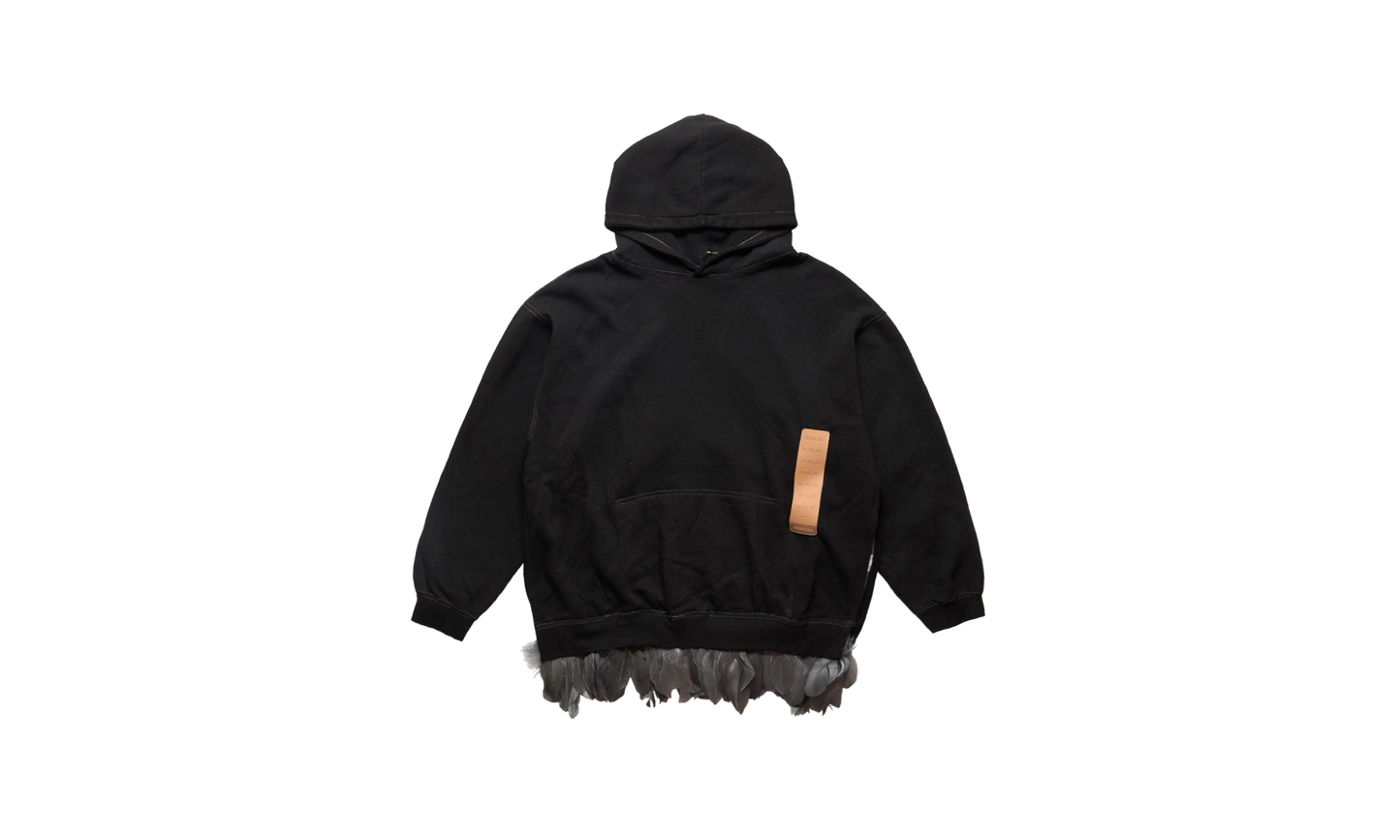 Feather Trim Hoody "Black"
